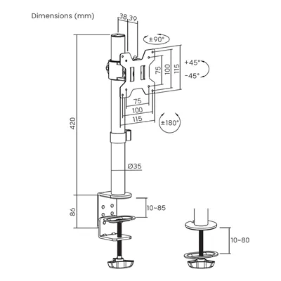 Soporte para Monitor Aisens DT32TSR-275/ hasta 10kg