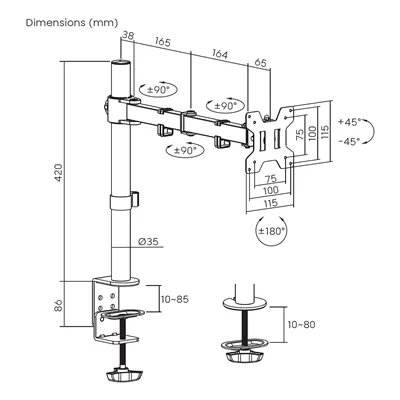 Soporte para Monitor Aisens DT32TSR-277/ hasta 10kg