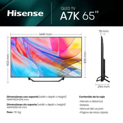 Hisense 75A7KQ 75" QLED 4K con Quantum Dot Colour,Smart TV,Quad