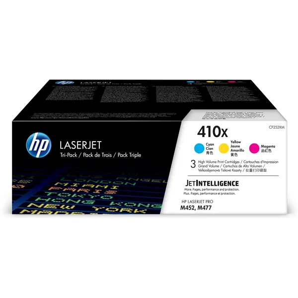 HP 410X Alta Capacidad Multipack Cian Magenta Amarillo Original | Tóner CF252XM