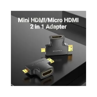 Adaptador HDMI 2 en 1 Vention AGFB0/ HDMI Hembra a Micro HDMI