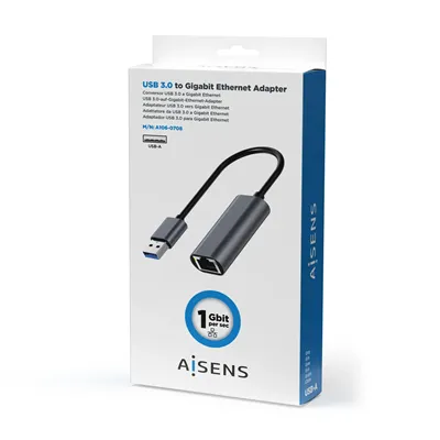 Adaptador USB 3.0 Aisens A106-0708/ USB Macho - RJ45 Hembra/