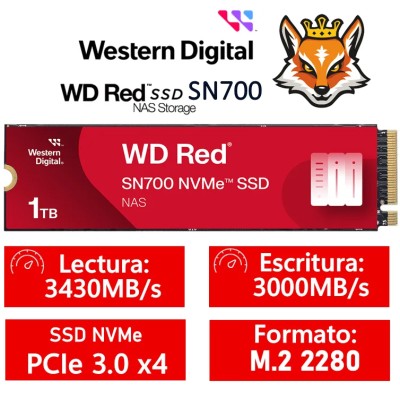 WD SSD Red SN700 NAS 1TB NVMe a 3430MB/s PCIe 3.0 M.2 2280