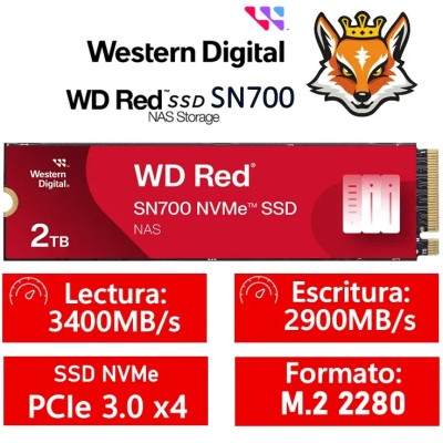 WD SSD Red SN700 NAS 2TB NVMe a 3430MB/s PCIe 3.0 M.2 2280