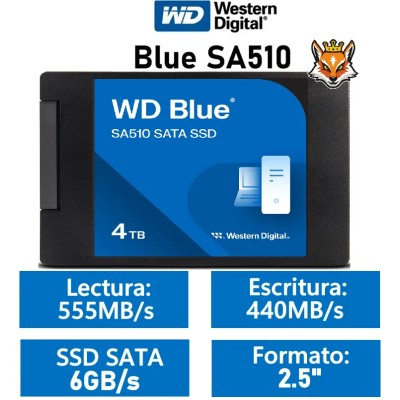 WD SSD Blue SA510 4TB de 2.5" a 555MB/s SATA 6GB/s