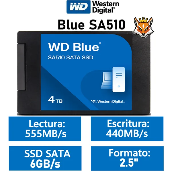 WD SSD Blue SA510 4TB de 2.5" a 555MB/s SATA 6GB/s