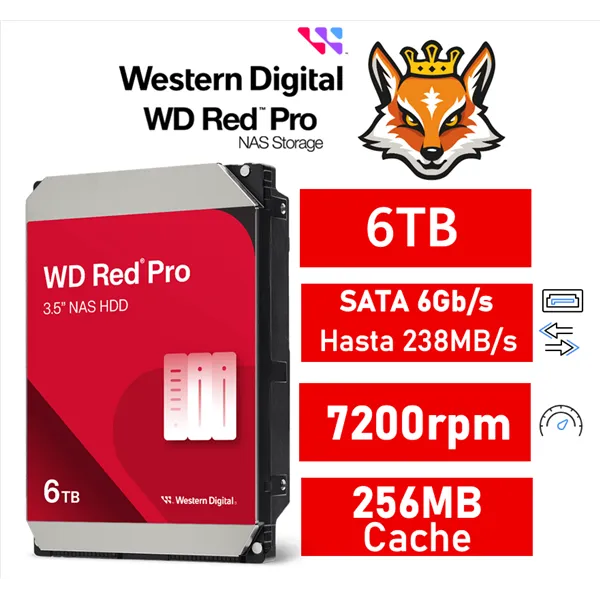 WD Red Pro NAS 6TB 7200rpm HDD 3.5" 256MB SATA 6GB/s