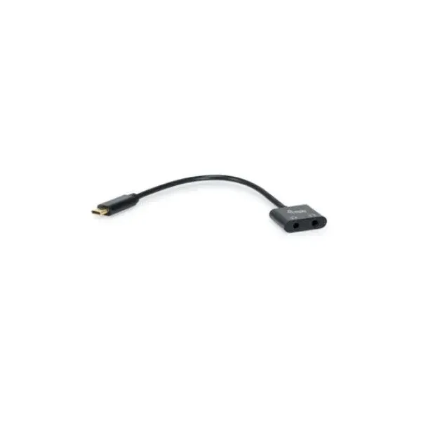 CABLE ADAPTADOR USB-C A AUDIO DAC 2 JACK 3.5MM HEMBRA PARA AURICULAR Y MICROFONO