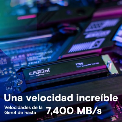 Crucial T500 SSD 2TB NVMe a 7400MB/s PCIe 4.0 con disipador de