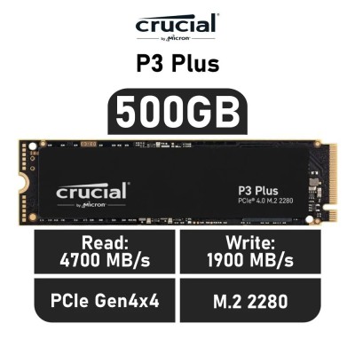 Crucial P3 Plus SSD 500GB NVMe a 4700MB/s PCIe 4.0 M.2 2280