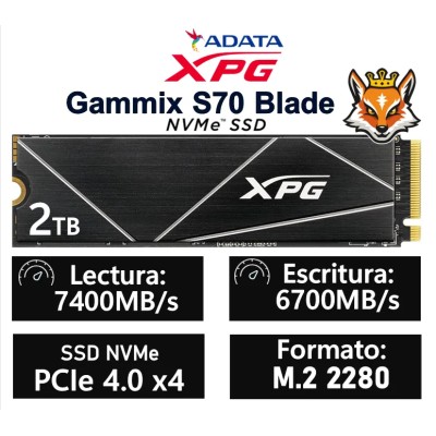 ADATA XPG Gammix S70 Blade SSD 2TB NVMe a 7400MB/s PCIe 4.0 con