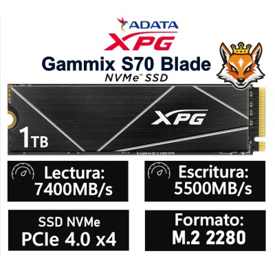 ADATA XPG Gammix S70 Blade SSD 1TB NVMe a 7400MB/s PCIe 4.0 con