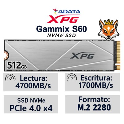 ADATA XPG Gammix S60 SSD 512GB NVMe a 4700MB/s PCIe 4.0 con