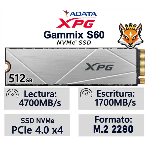 ADATA XPG Gammix S60 SSD 512GB NVMe a 4700MB/s PCIe 4.0 con disipador