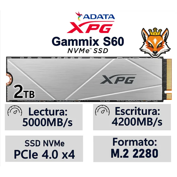 ADATA XPG Gammix S60 SSD 2TB NVMe a 5000MB/s PCIe 4.0 con disipador