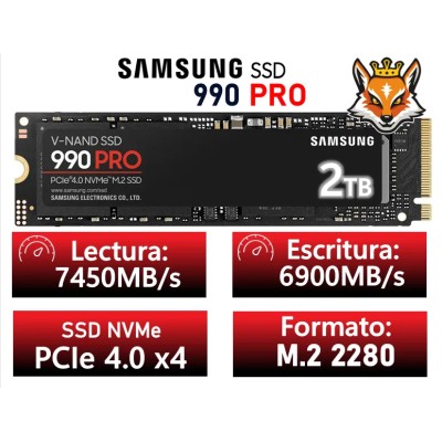 Samsung 990 PRO 2TB SSD PCIe 4.0 NVMe a 7450MB/s