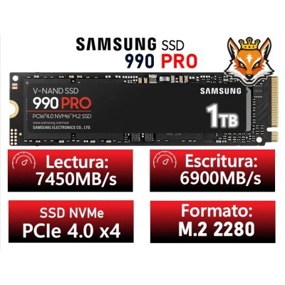 Samsung 990 PRO 1TB SSD PCIe 4.0 NVMe a 7450MB/s