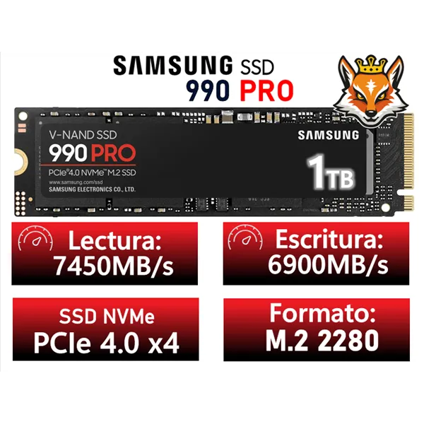 Samsung 990 PRO 1TB SSD PCIe 4.0 NVMe a 7450MB/s