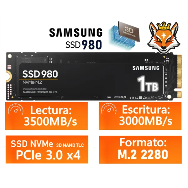 Samsung 980 1TB SSD PCIe 3.0 NVMe a 3500MB/s