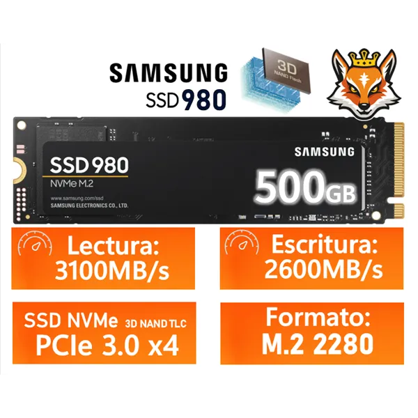 Samsung 980 500GB SSD PCIe 3.0 NVMe a 3100MB/s