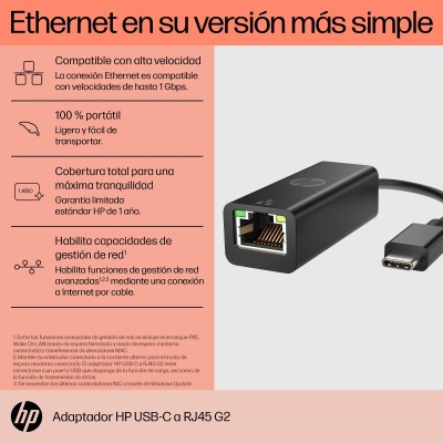 Adaptador USB Tipo-C - RJ45 HP 4Z534AA/ 1000Mbps