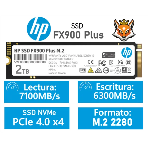 HP FX900 Plus 2TB SSD PCIe 4.0 NVMe a 7100MB/s