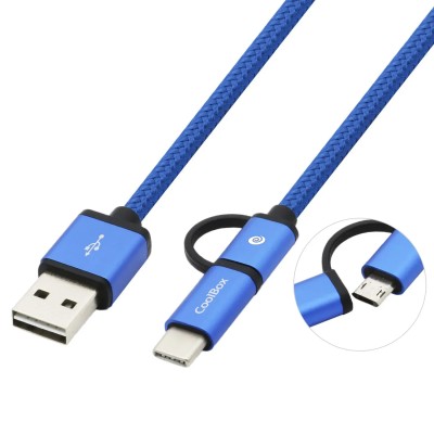 Coolbox cable multiusb micro/c azul