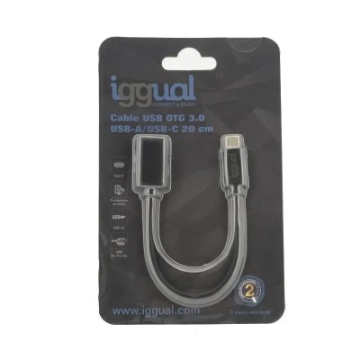 Iggual cable usb otg 3.0 usb-a/usb-c 20 cm negro