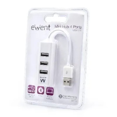 Ewent ew1122 mini-hub usb 4 puertos blanco