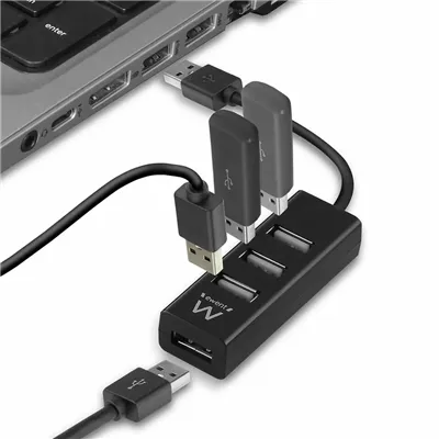 Ewent ew1123 mini-hub usb 4 puertos negro