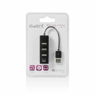 Ewent ew1123 mini-hub usb 4 puertos negro