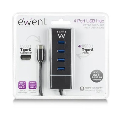 Ewent e1137 hub usb tipo c 4 pueros usb 3.1