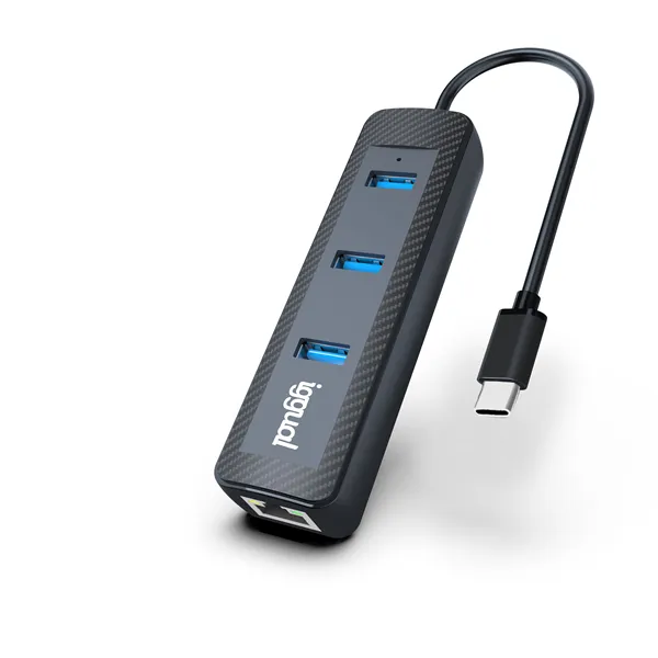 Iggual hub tipo c x 3 puertos usb 3.1+rj45 carbon