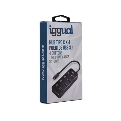 Iggual hub tipo c x 4 puertos usb 3.1 4buttons