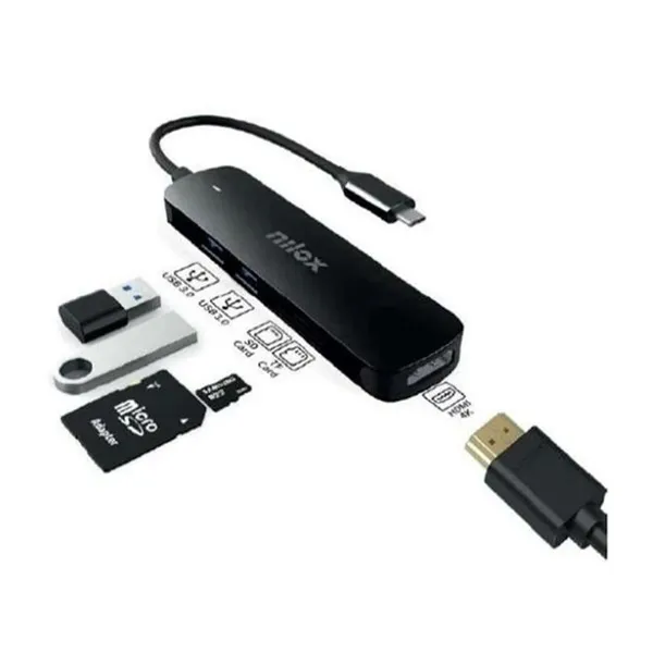 Nilox nxdsusbc05 adaptador usb-c 5 en 1