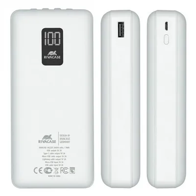 Rivacase va2220 powerbank 20.000 mah cables blanco