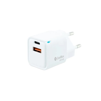 CoolBox Cargador USB-C de 20W con tecnología GaN QC3.0 + USB-A