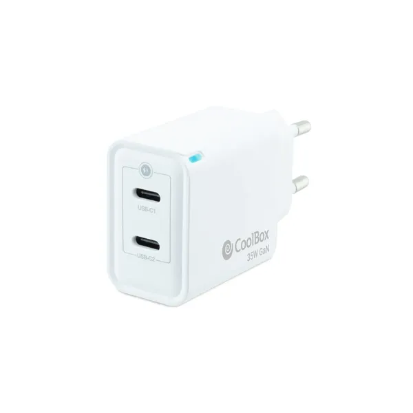 CoolBox Cargador USB-C Doble de 35W con tecnología GaN QC3.0 ( Smartphones/Tablets)