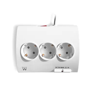 Ewent ew3935 regleta 5 schuko + 2 usb 2.1a