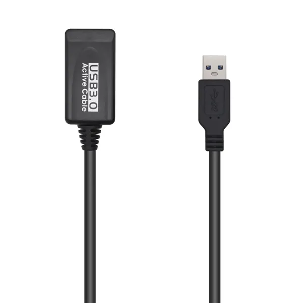 Cable Alargador USB 3.0 con Amplificador Aisens A105-0525/ USB Macho - USB Hembra/ Hasta 9W/ 625Mbps/ 5m/ Negro