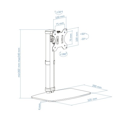 Soporte de Mesa Giratorio/ Inclinable TooQ DB1127TN-W para TV y