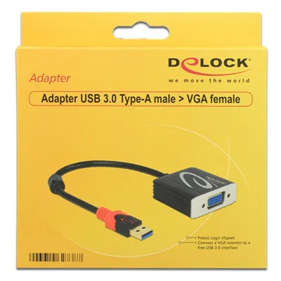 Delock adaptador usb 3.0 tipo-a macho a vga hembra