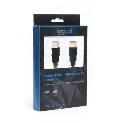 Iggual cable hdmi - hdmi 2.0 4k 2 metros negro