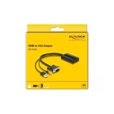 Delock adaptador hdmi a vga con audio 25 cm