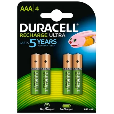 Duracell pila recargable hr03 aaa 900mah blister*4