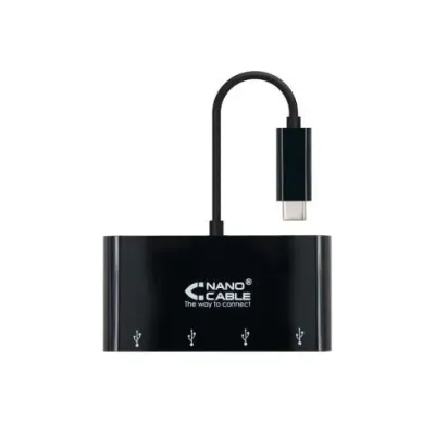 Hub USB Tipo-C Nanocable 10.16.4401-BK / 4xUSB