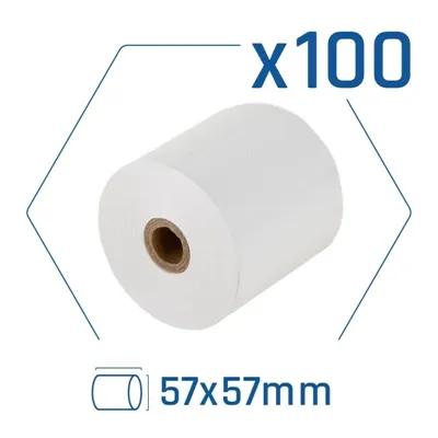 Pack 100 rollos papel térmico sin bpa 57x57mm