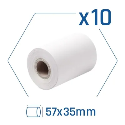 Iggual pack 10 rollos papel térmico datáfono 57x35