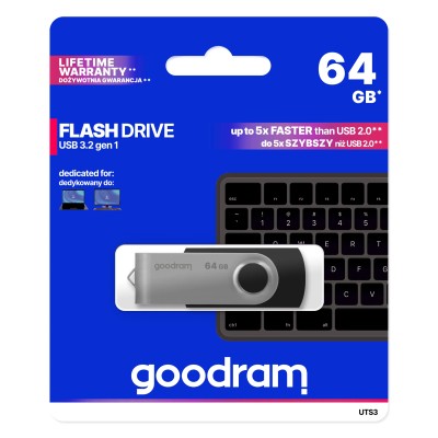 Goodram uts3 lápiz usb 64gb usb 3.0 negro