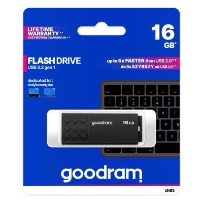 Goodram ume3 lápiz usb 16gb usb 3.0 negro